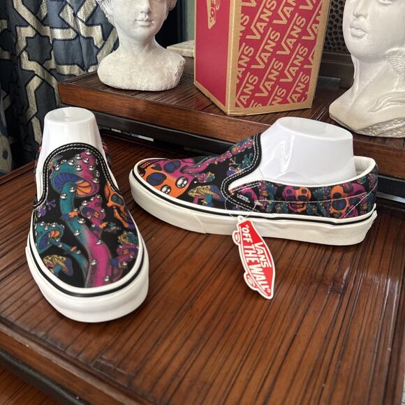 New Vans Unisex Men 7 Women 8.5 Slip On Shoes Trippy Drip Skull Mushrooms Retro main image 7